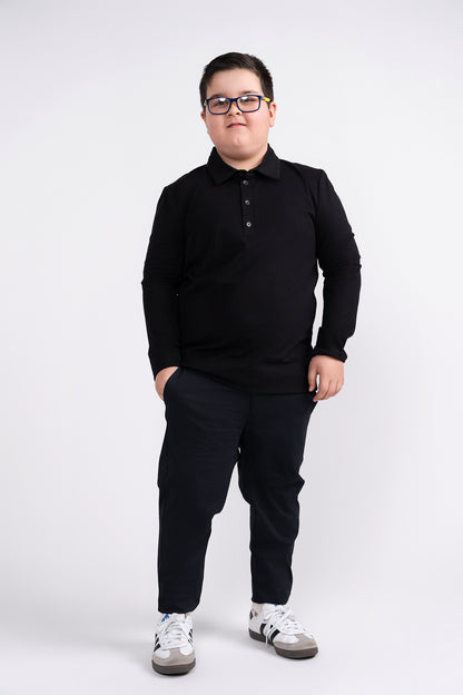 Black Layered Polo Husky Boys