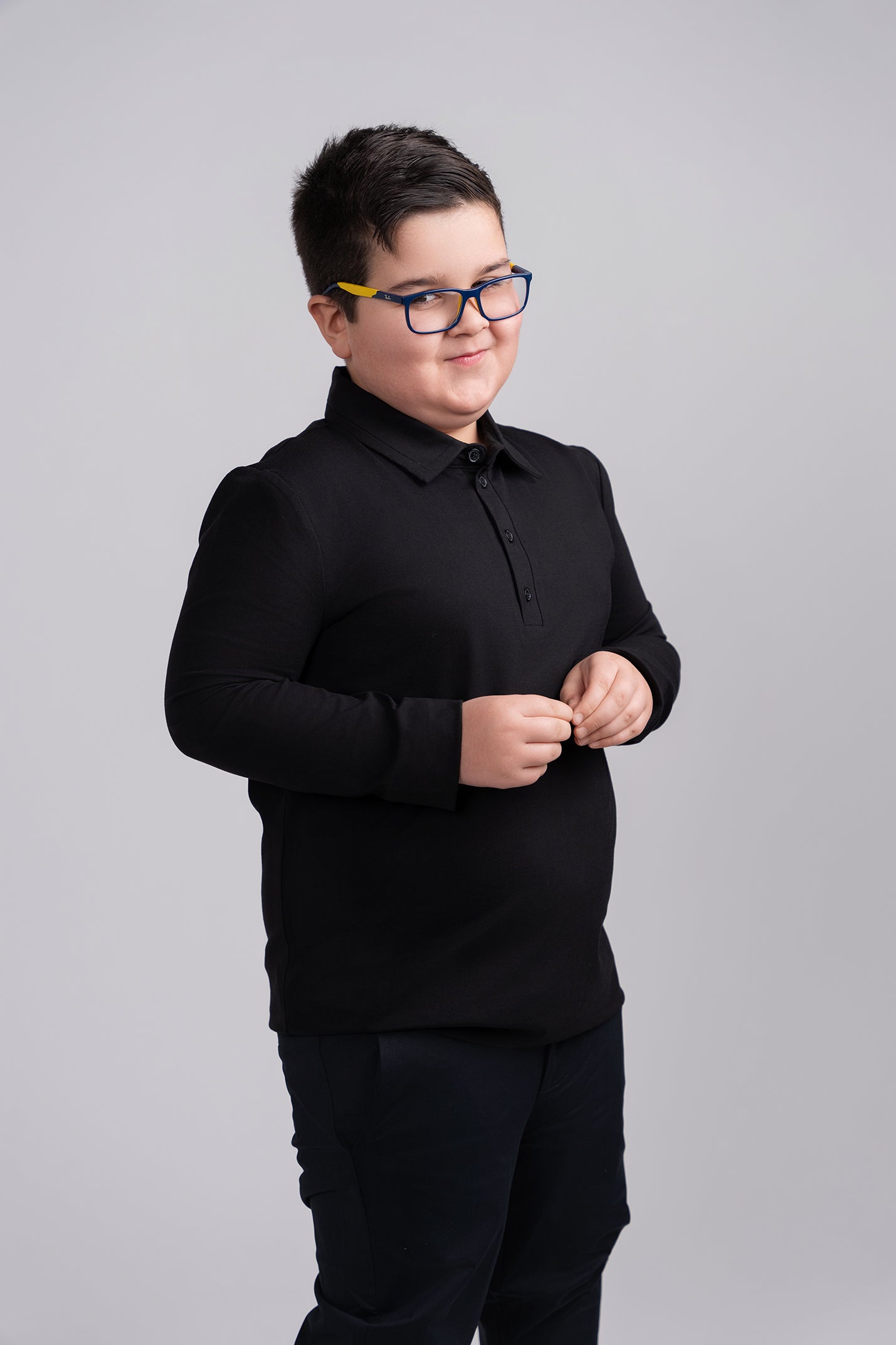 Black Layered Polo Husky Boys