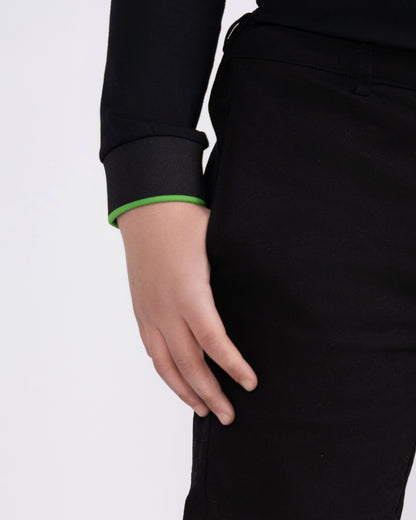 Black Polo With Demin Trim Husky Boys