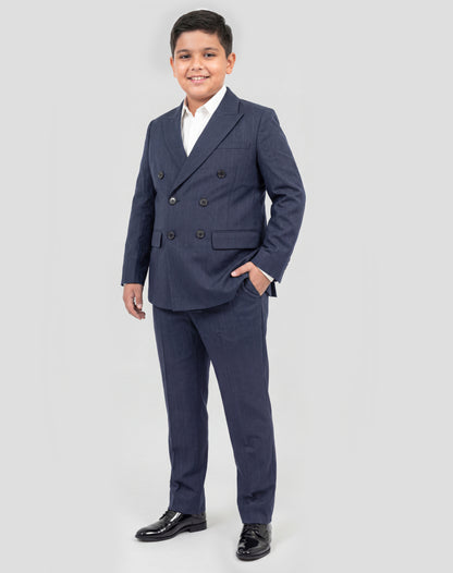 Dark Navy Pinstripe Double Breasted Dress Blazer