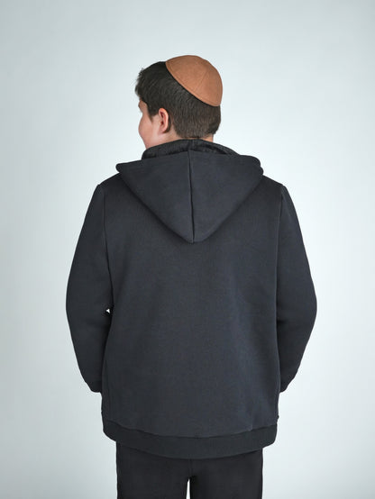 Black Patch Fur Hoodie (Longer Length)