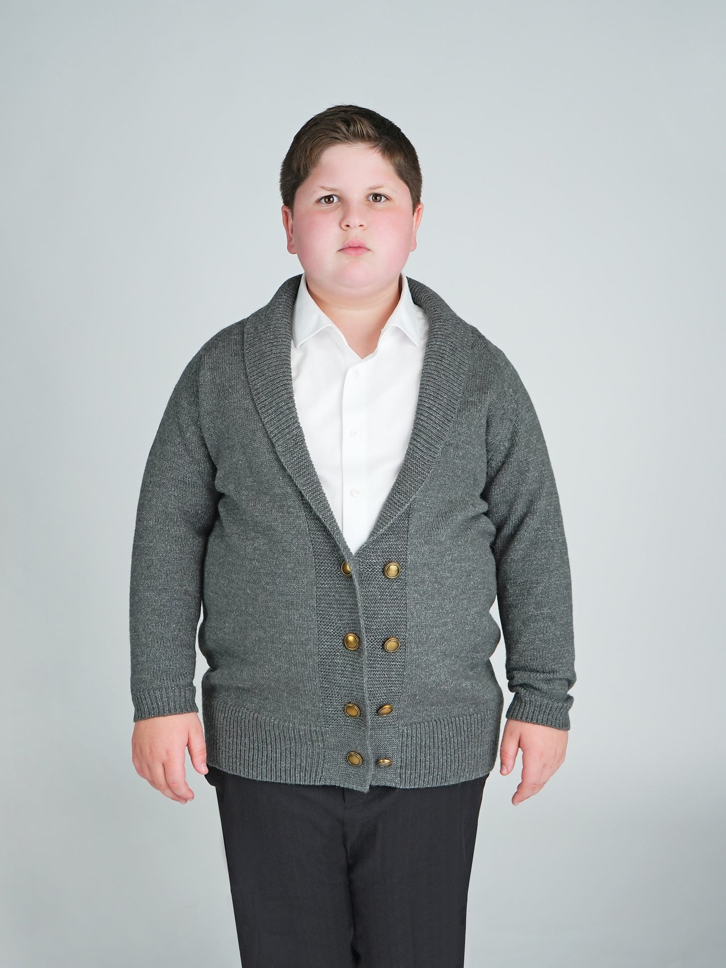 Gray Double Breasted Cardigan