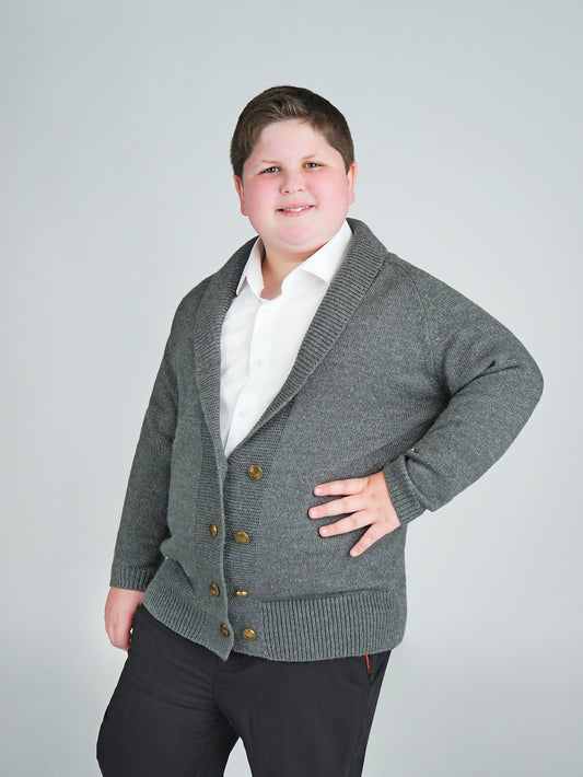 Gray Double Breasted Cardigan