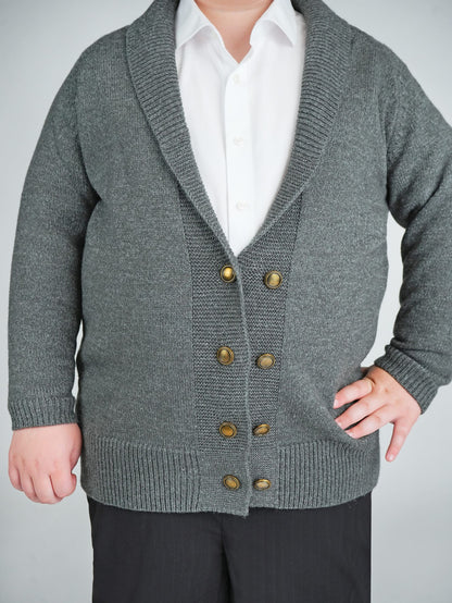 Gray Double Breasted Cardigan