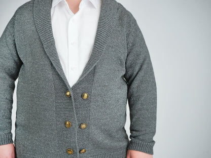 Gray Double Breasted Cardigan