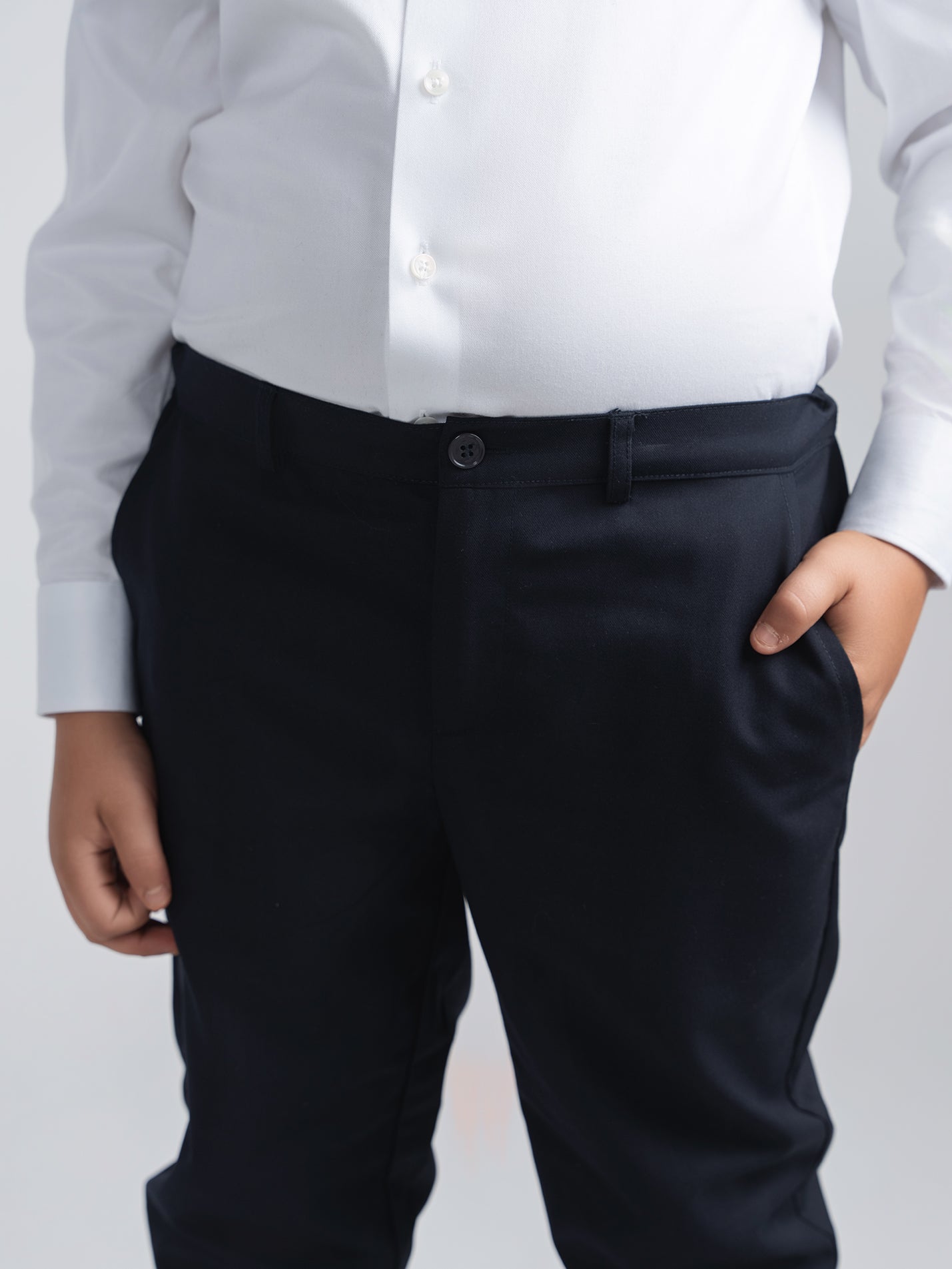 Dark Navy Suit Pants Husky Boys front close up