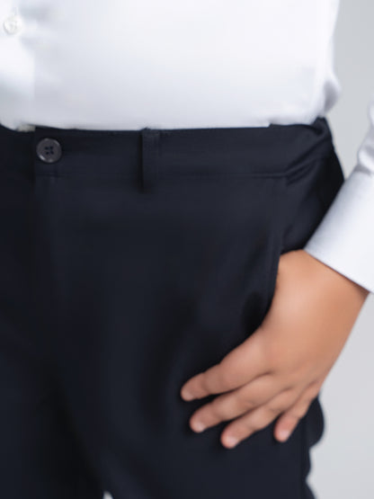 Dark Navy Suit Pants Husky Boys front close up