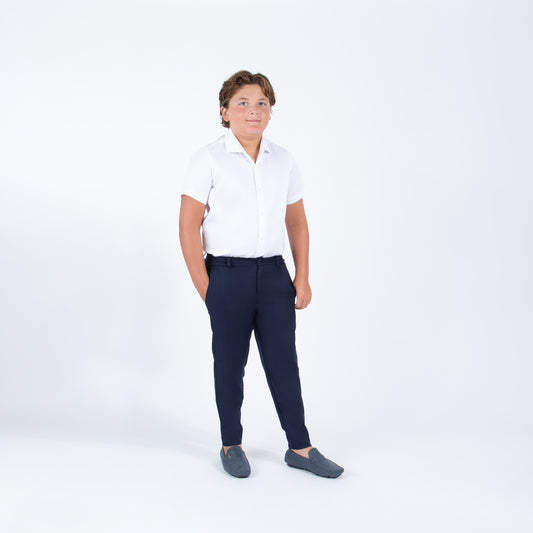 Navy Pinstripe Jogger Waist Dress Pants