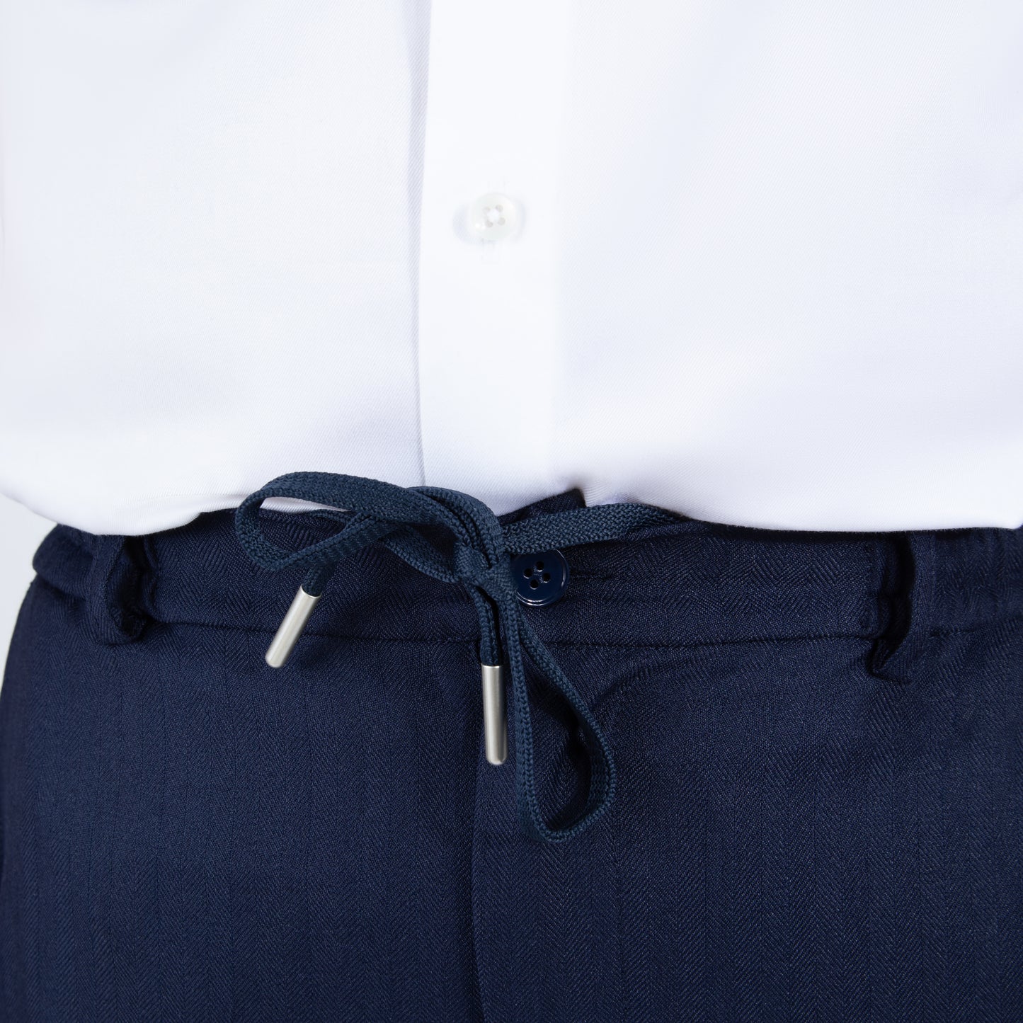 Mofi_Boys_husky_navy_pinstripe_pants jogger waistband closeup