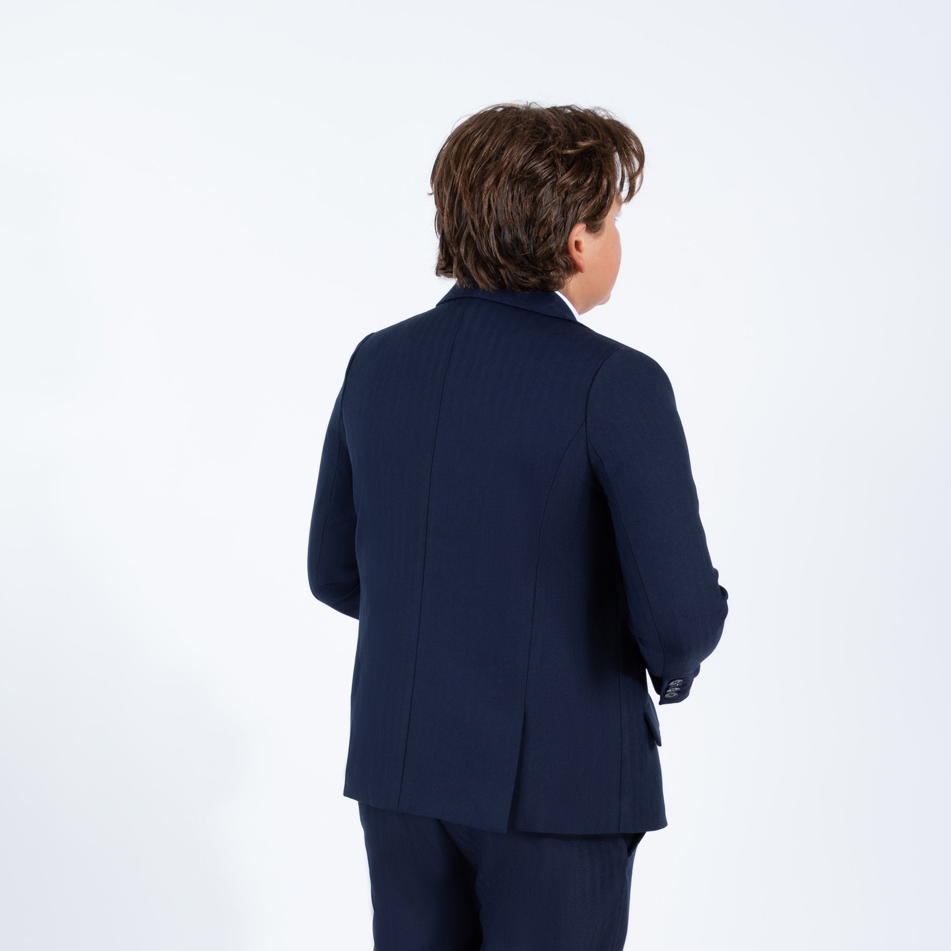 Mofi Husky Boys Navy Pinstripe Blazer back