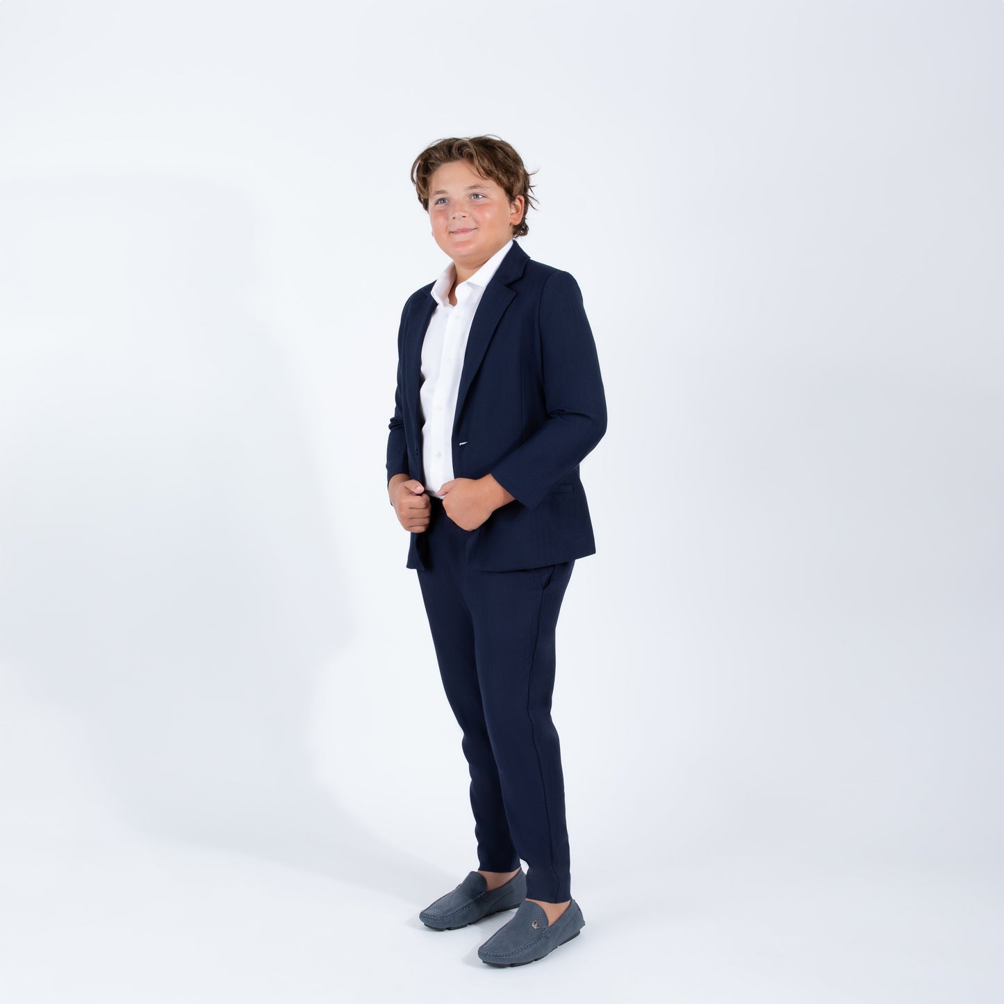 Mofi Husky Boys Navy Pinstripe Blazer  full