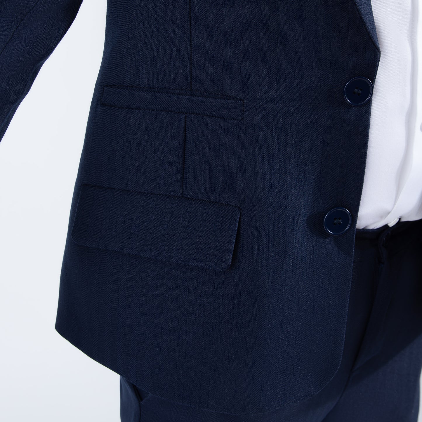 Mofi Husky Boys Navy Pinstripe Blazer pockets
