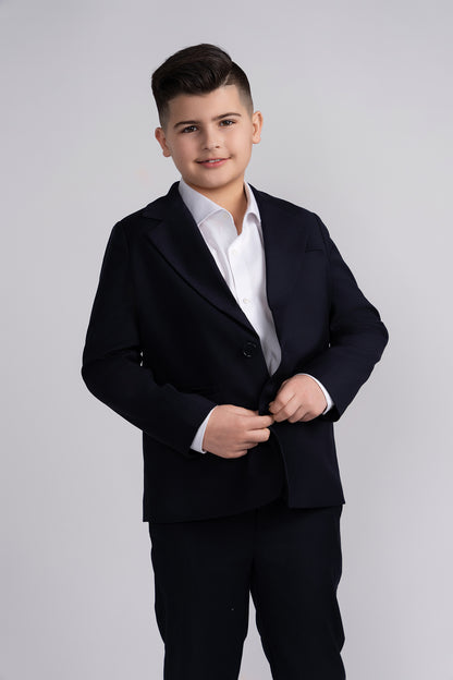 Mofi Navy Twill Husky Boys Dress Blazer