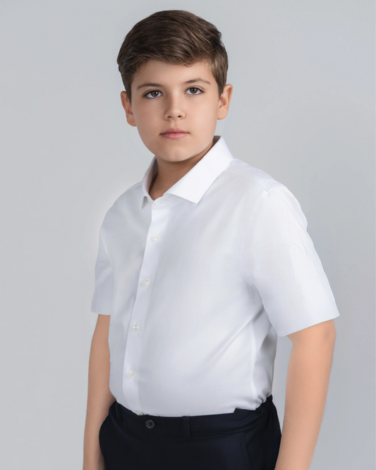 White Non-Iron Short Sleeve Dress Shirt