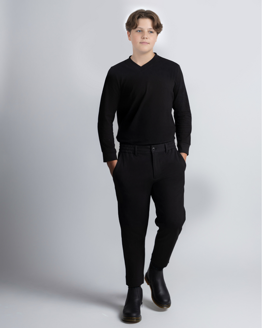 Black Stretch Pants Jogger Waist