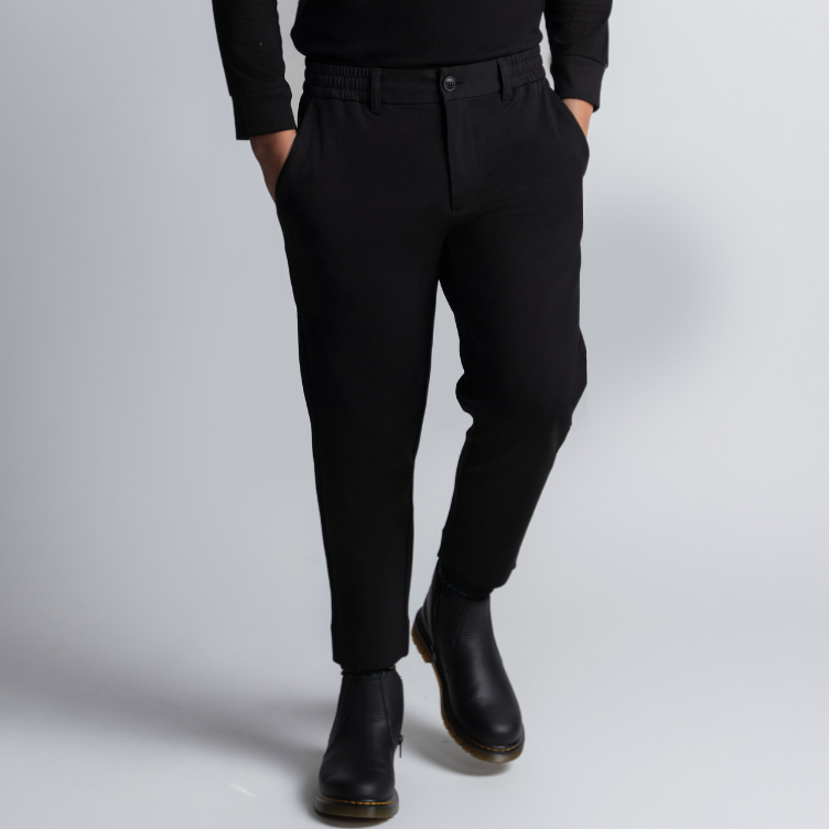 Black Stretch Pants Jogger Waist