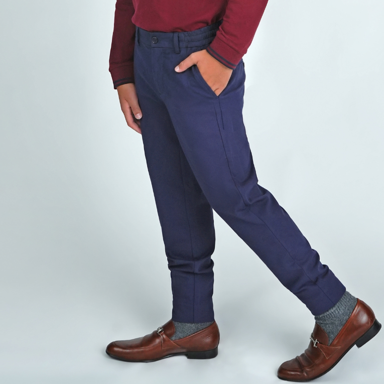 Navy Stretch Pants Jogger Waist