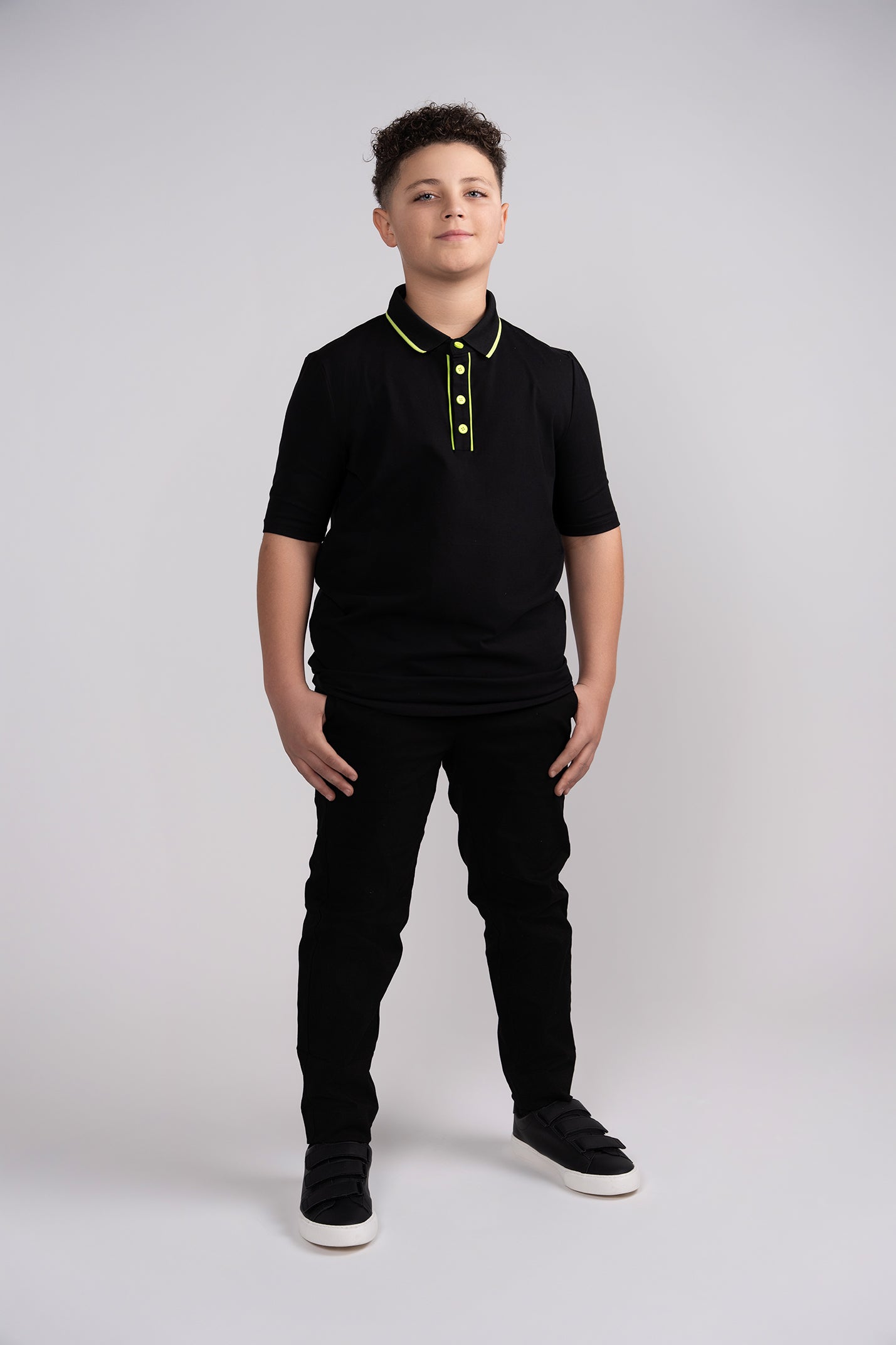 black and yellow flash polo husky boys full