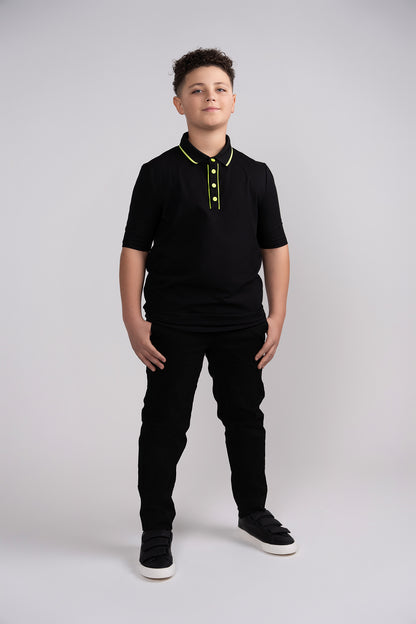 black and yellow flash polo husky boys full