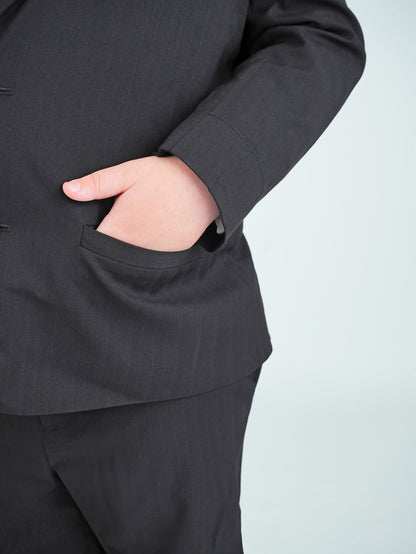 black on black blazer  pocket closeup husky boys