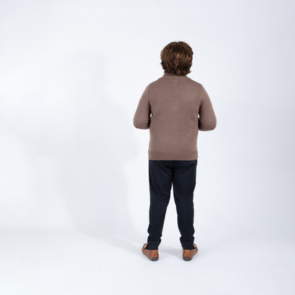 brown husky boys zipper sweater