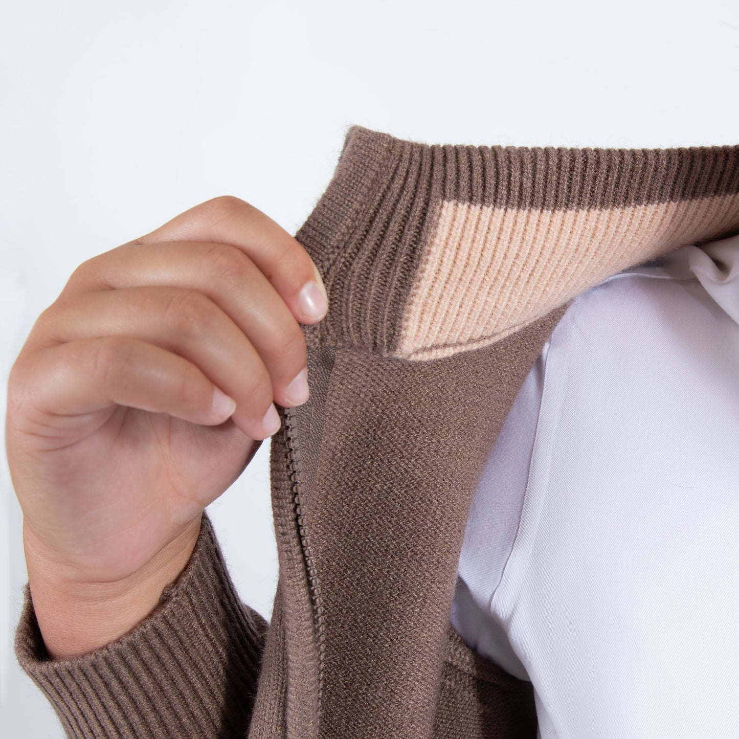 brown husky boys zipper sweater