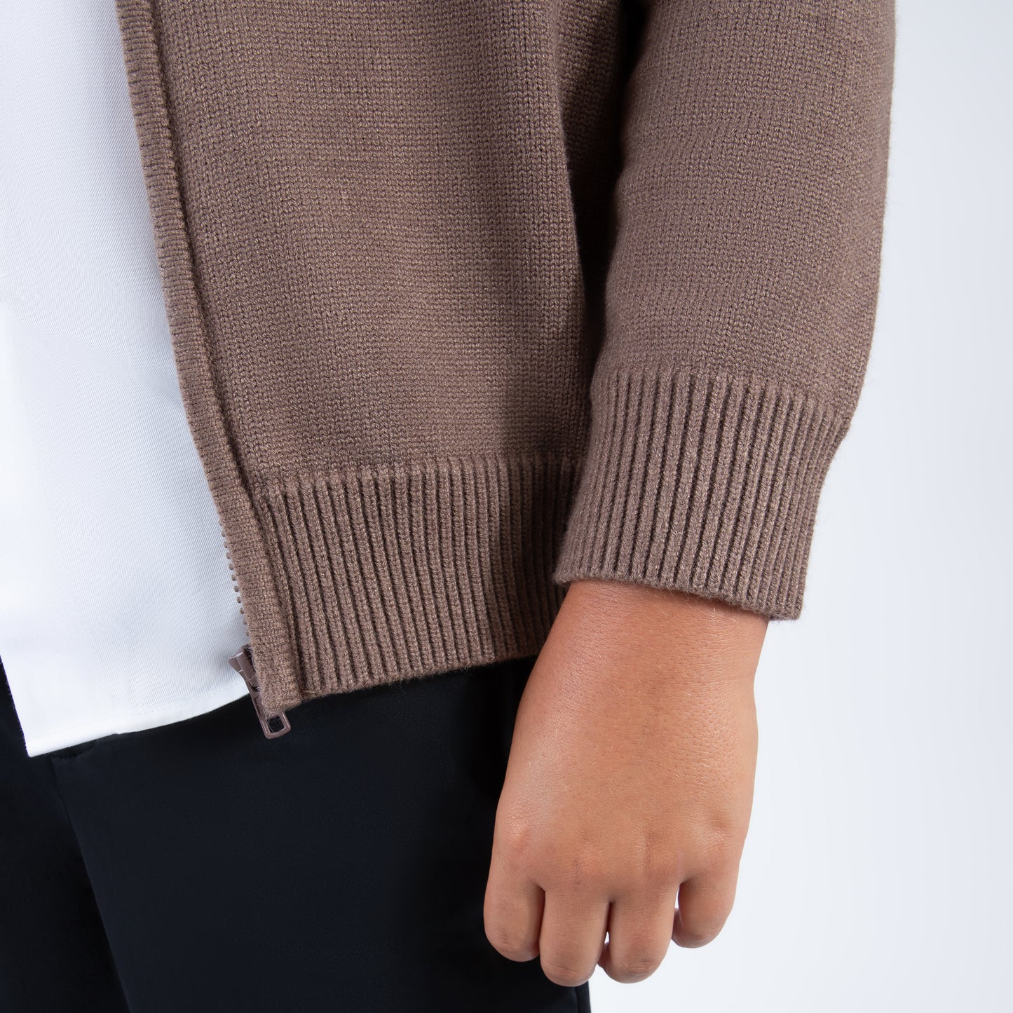 brown husky boys zipper sweater