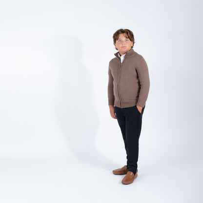 brown husky boys zipper sweater