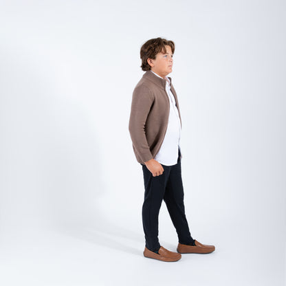 brown husky boys zipper sweater