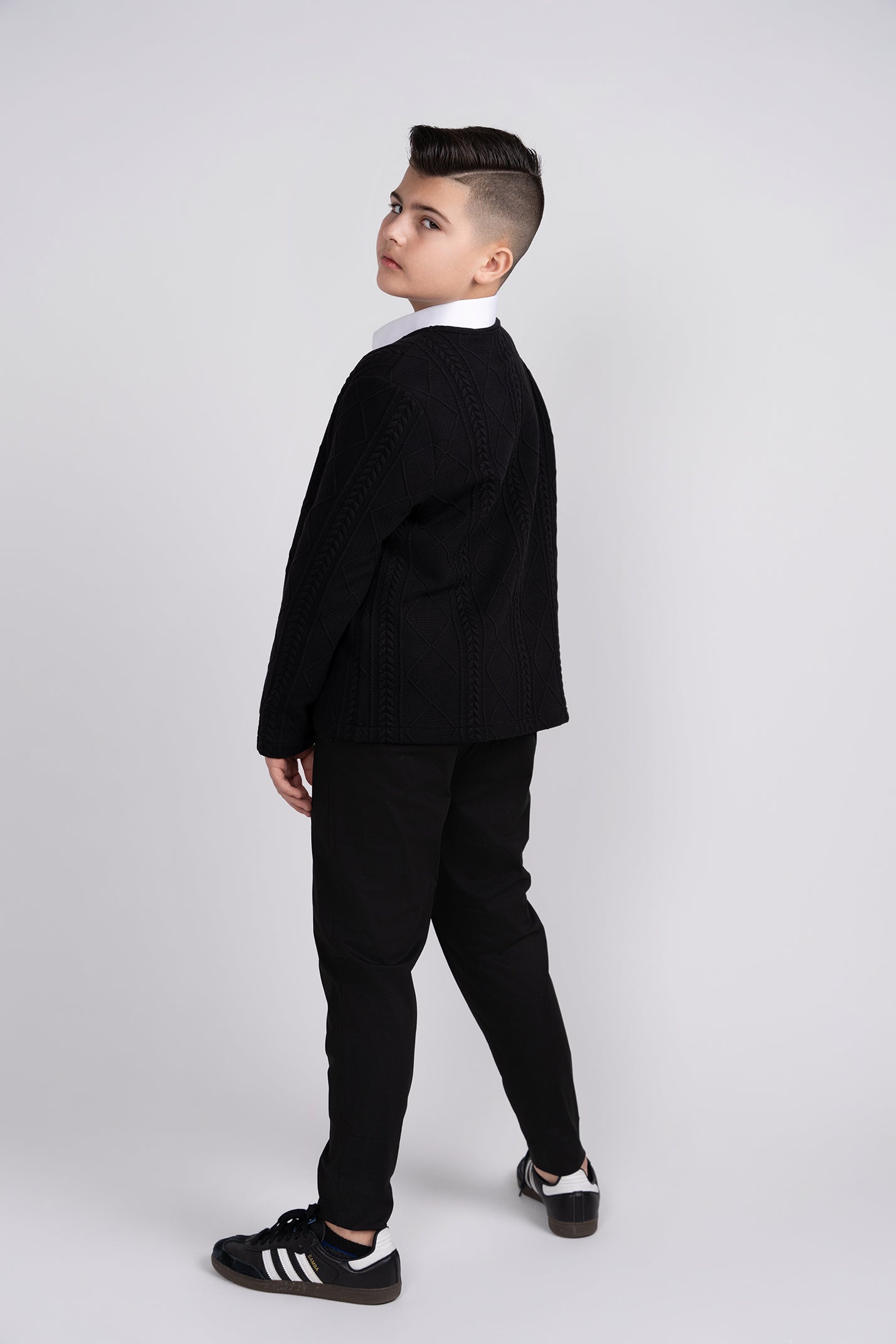 mofi black knit cardigan husky boys