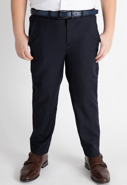 navy twill husky boys dress pants belted