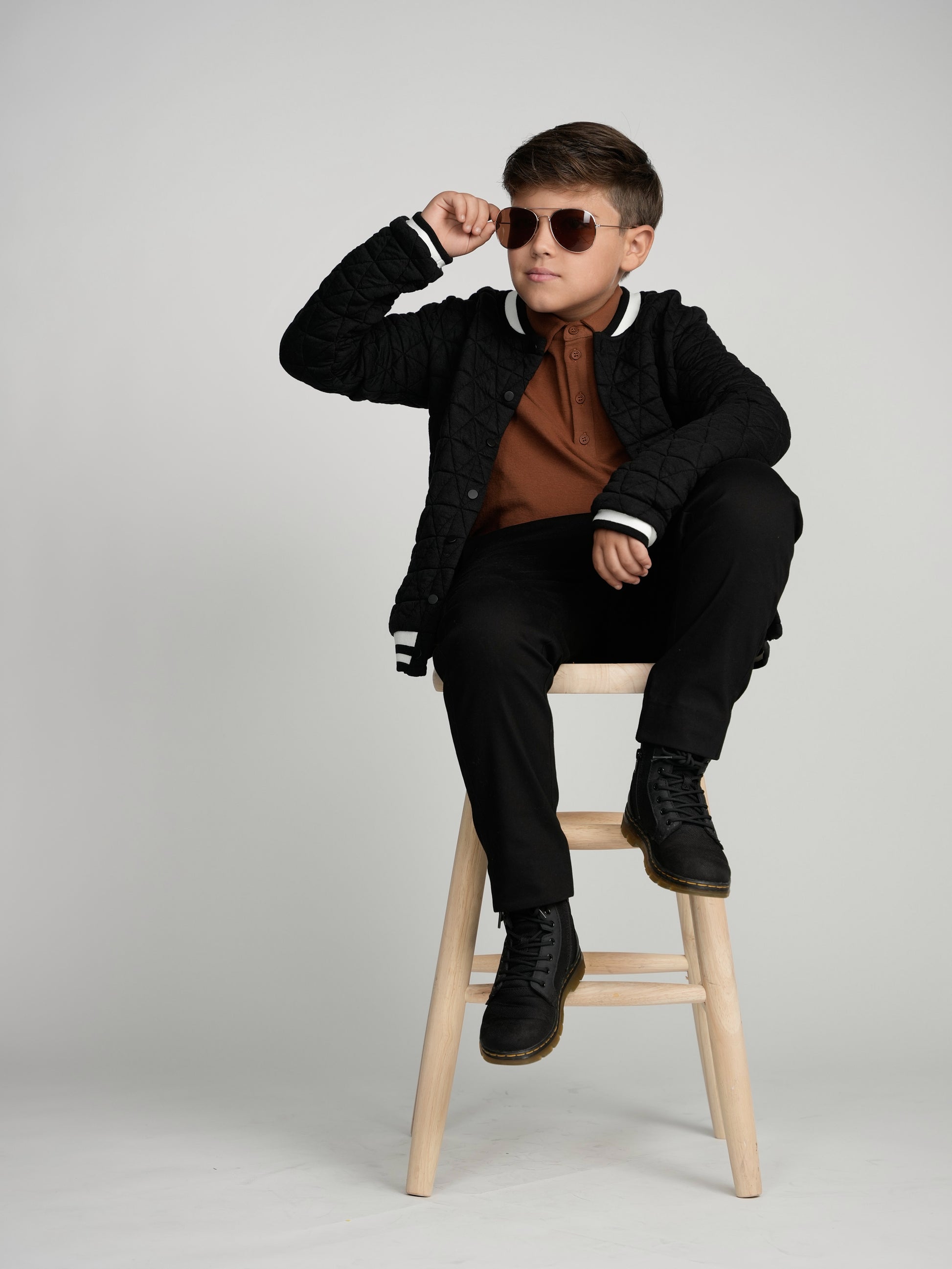 Black Varsity Bomber Husky Boys