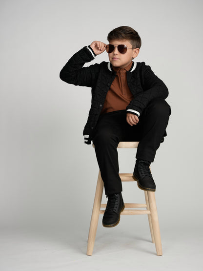 Black Varsity Bomber Husky Boys