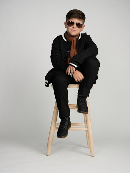 Black Varsity Bomber Husky Boys