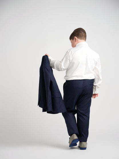 Dark Navy Plaid Dress Pants Husky Boys