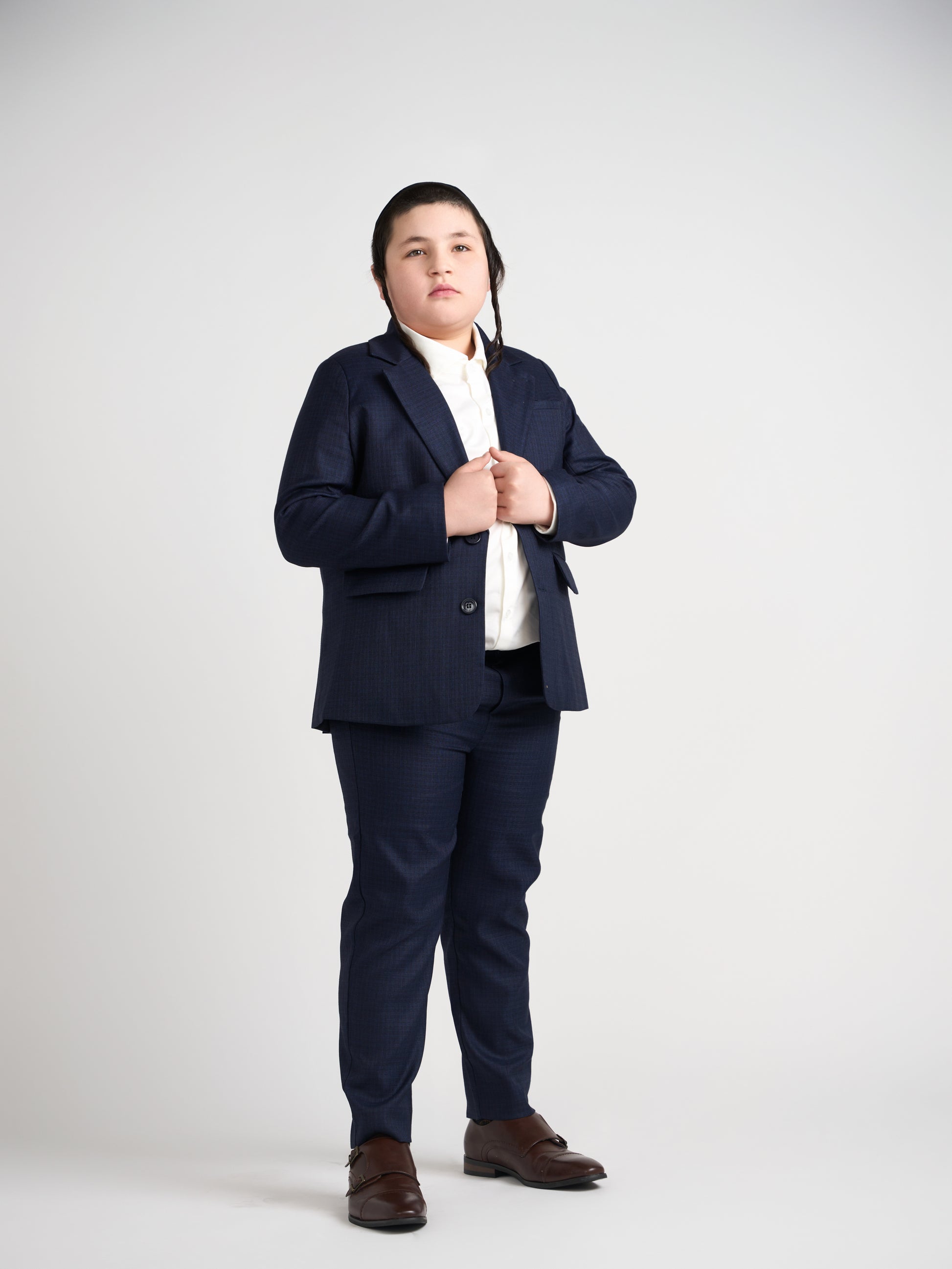 Dark Navy Plaid Dress Pants Husky Boys