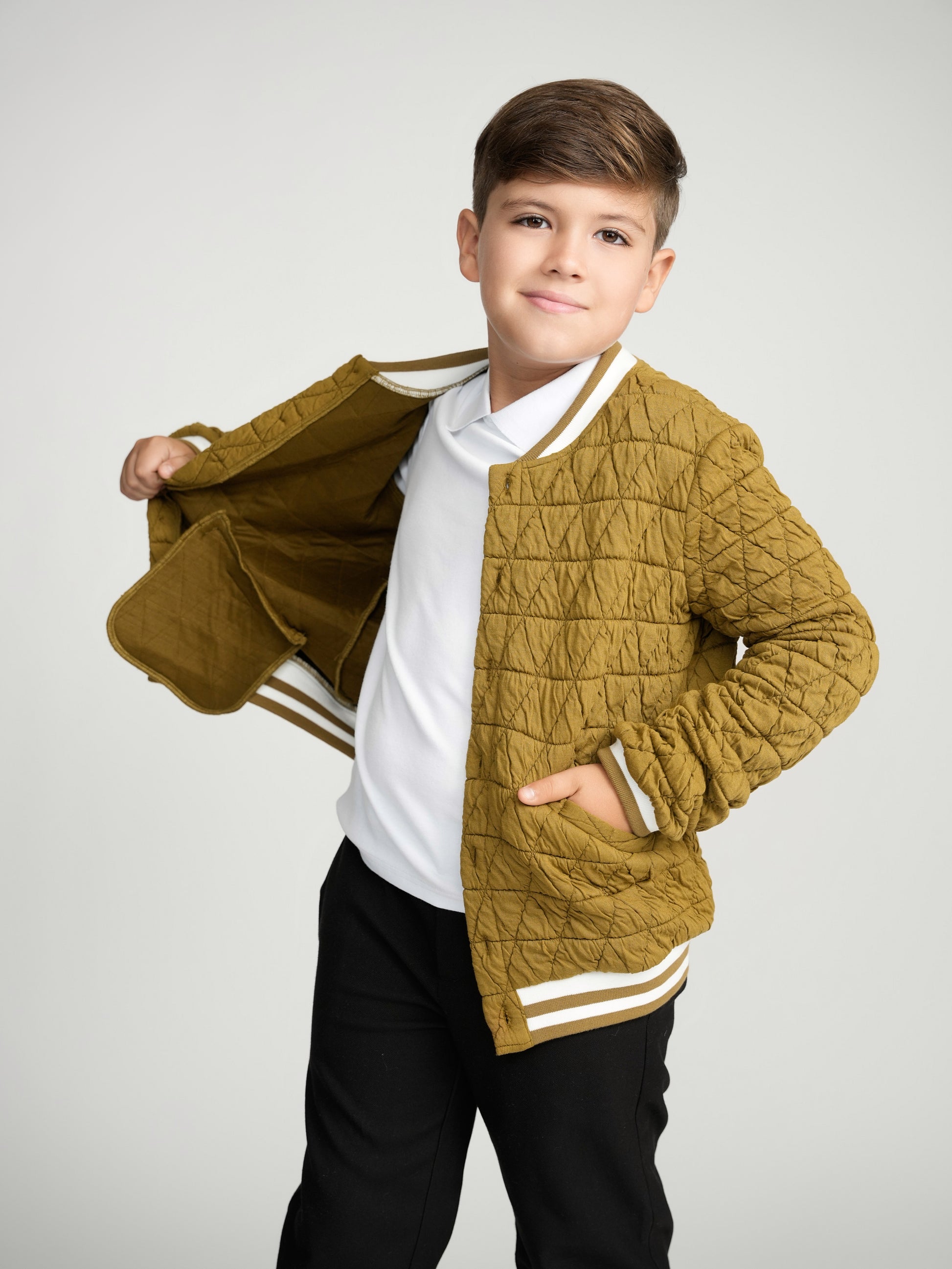 Golden Brown Varsity Bomber Husky Boys