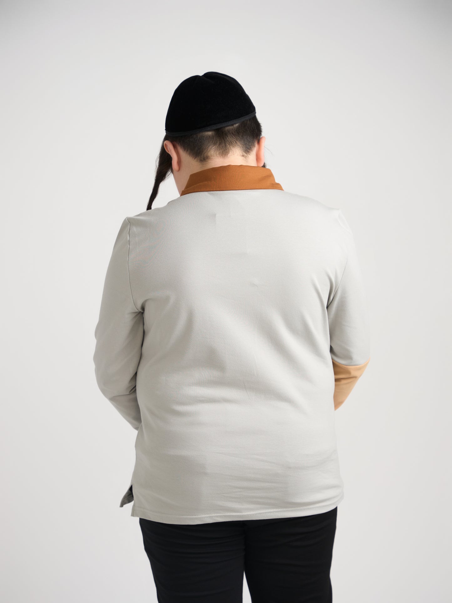 Gray Color Block Polo Long Sleeve Husky Boys