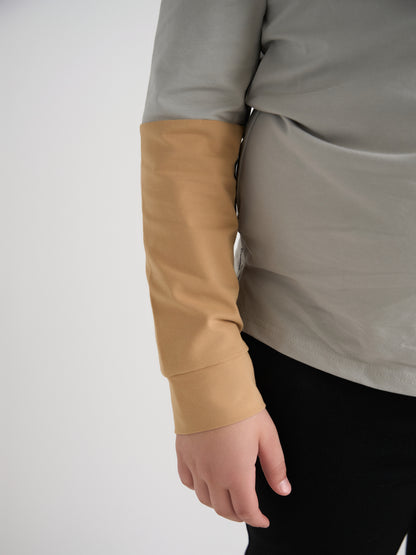 Gray Color Block Polo Long Sleeve Husky Boys