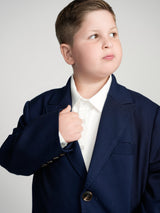 Peak Lapel Navy Dress Blazer (WIDE CUT)