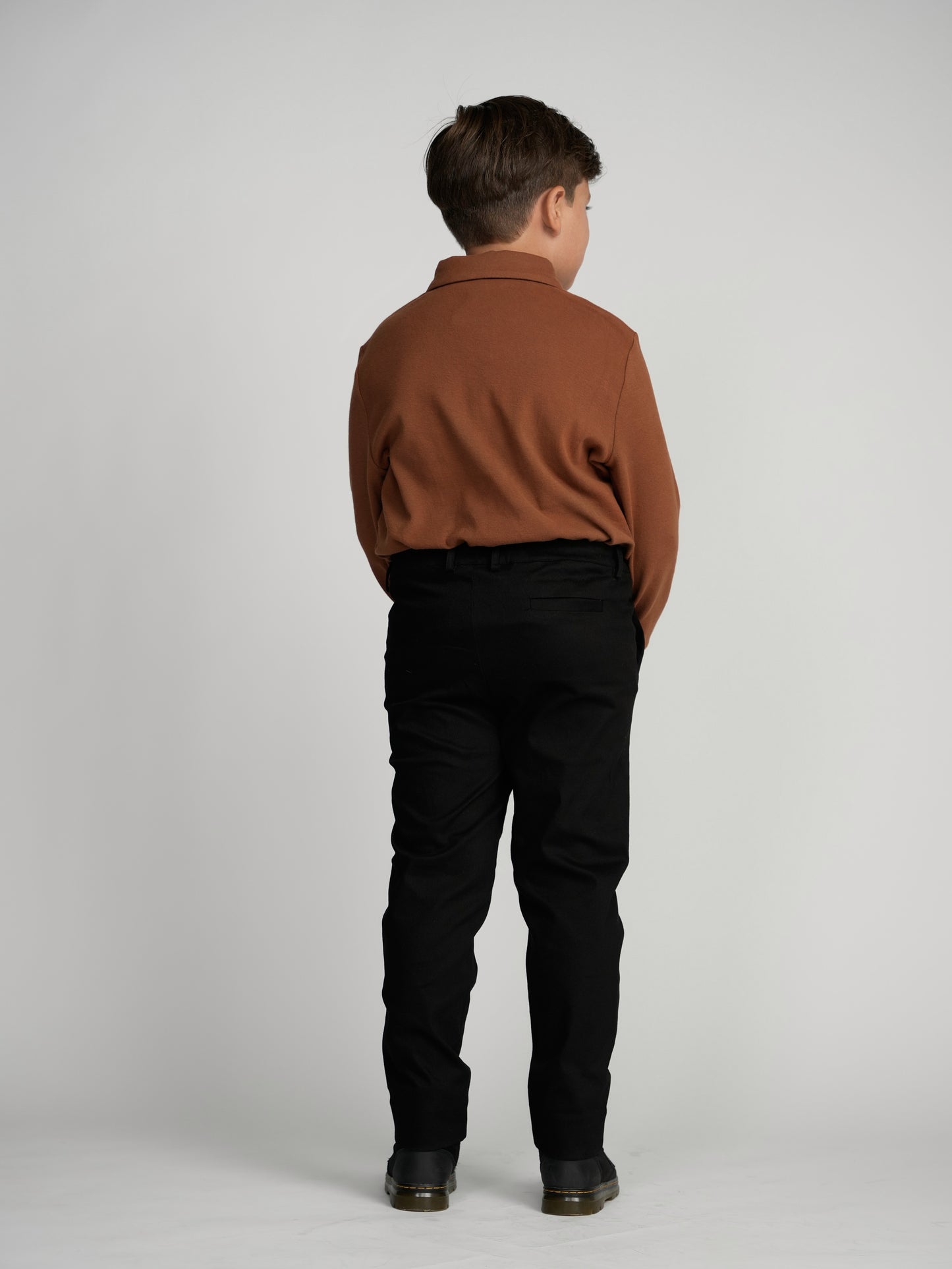 Black Casual Pants With Double Belt Loop