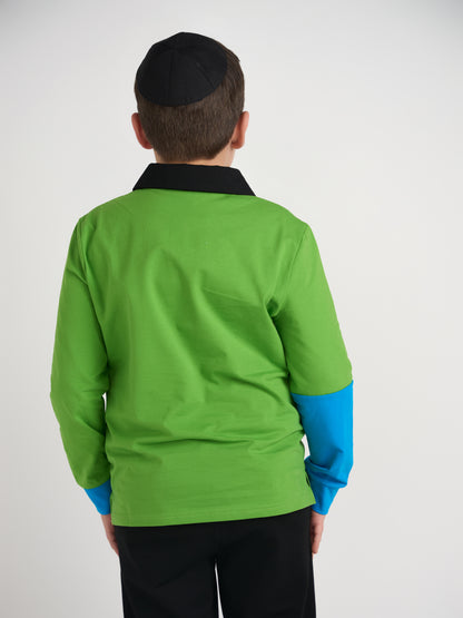 Emerald Color Block Polo Long Sleeve