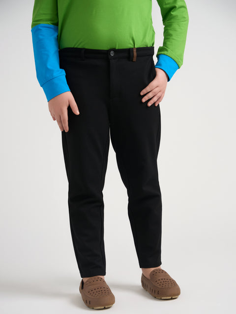 Black Stretch Pants With Double Belt Loop