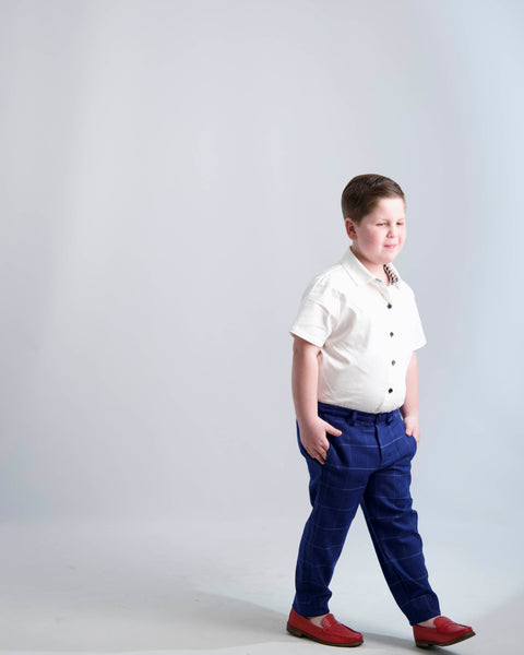 Blue Windowpane Dress Pants