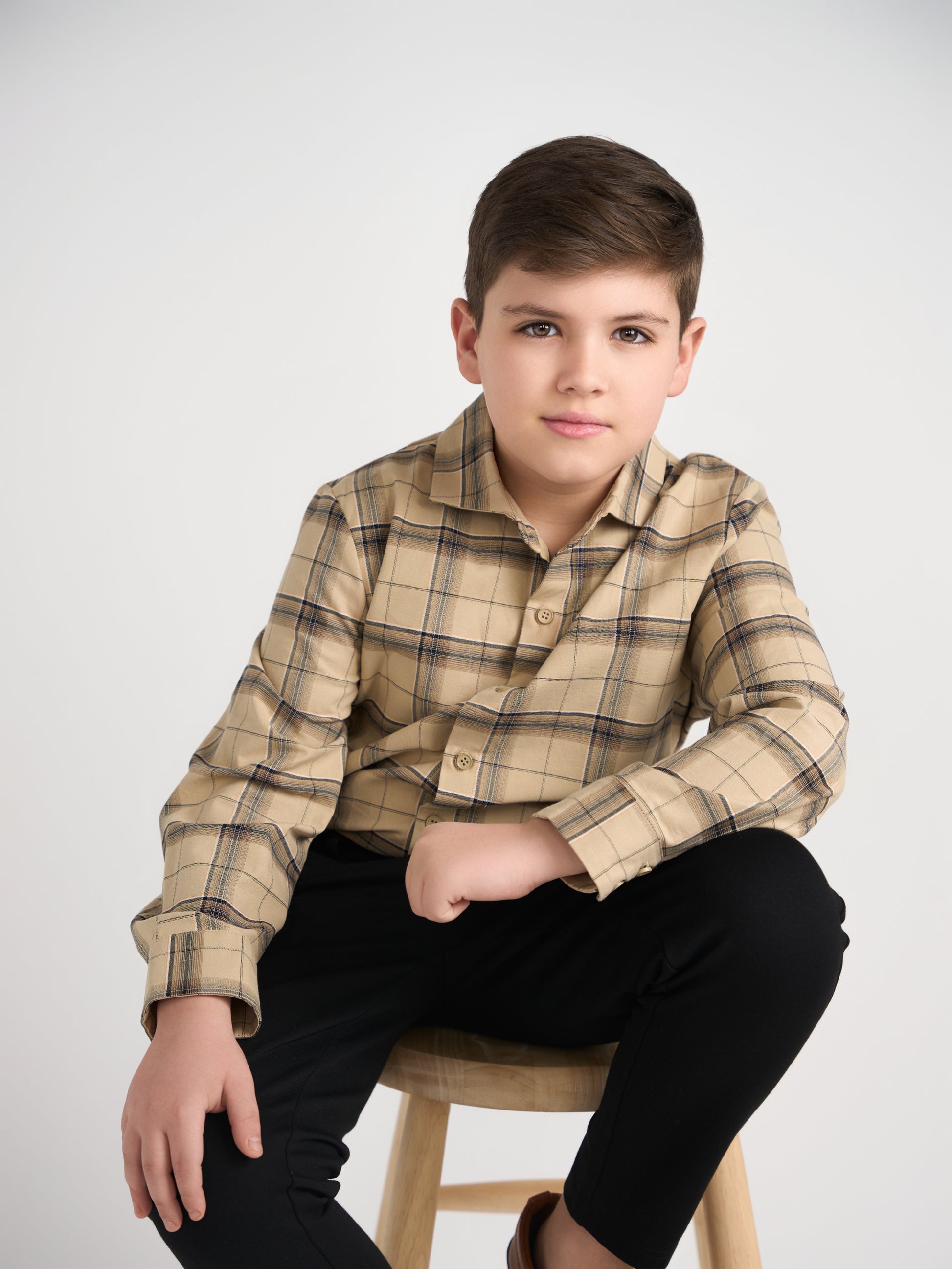 Plaid Button Down Shirt Husky Boys